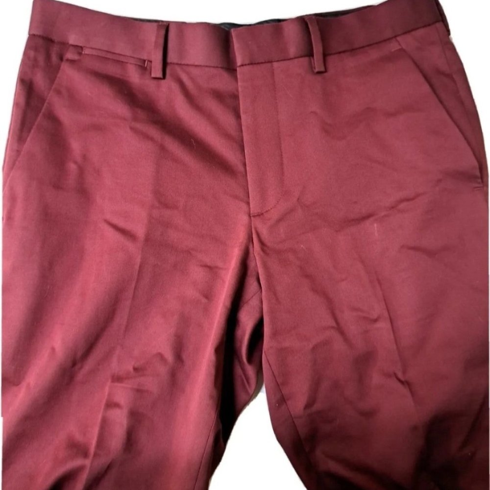 Express Men's Extra Slim Fit Suit Dress Pants Slacks Red Burgundy 28x32